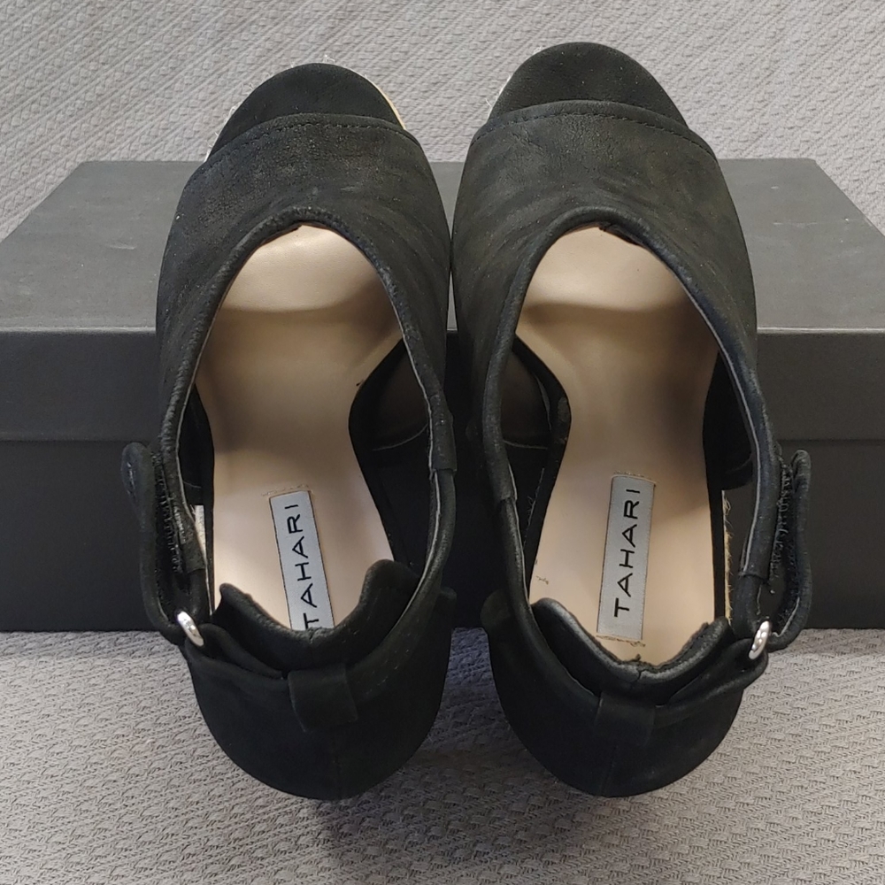 Tahari Jamie Lee Espadrille Wedge Sandal Black-6 - Picture 3 of 14
